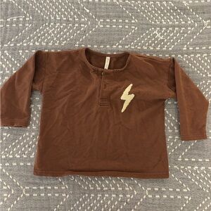 Rylee + Cru Brown Long Sleeve Tee with Lightning Bolt